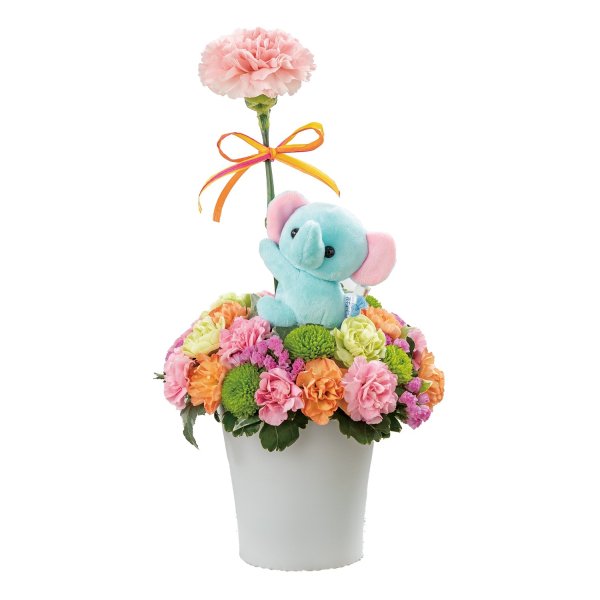 画像2: 空色ぞうさんのマスコット付きアレンジメント (2)