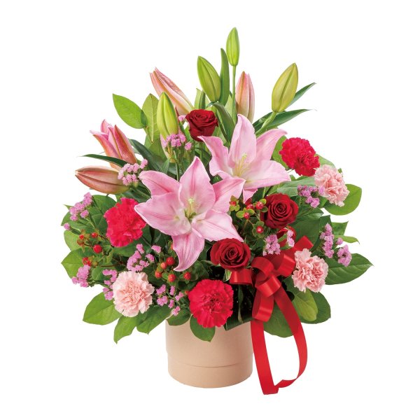 画像2: ユリとバラの豪華なアレンジメント (2)