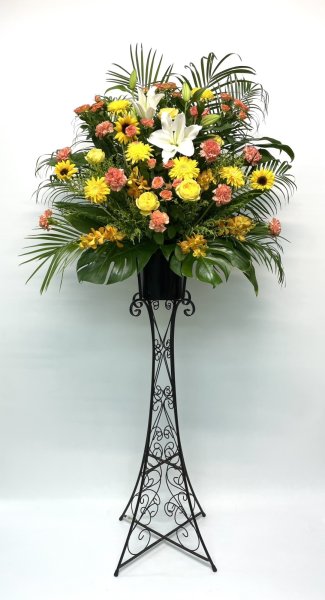 画像1: 9月黄色オレンジ系御祝スタンド花 (1)