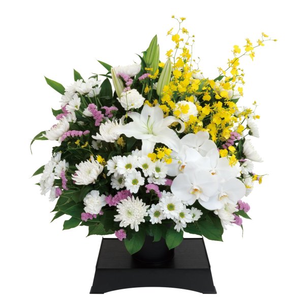 画像1: ＜2026年10月・11月・12月お供え花商品＞お供えのアレンジメント（供花台付き）（全国) (1)